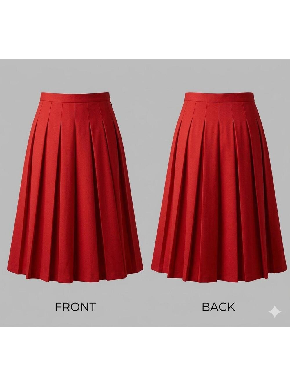 ✨ ❤️ 70s Red Pleated Midi Skirt A-Line Full Sweep Size 18 8866-21 ❤️
